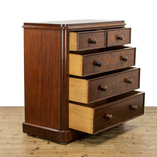 fig 2. Victorian Antique ‘Plum Pudding’ Mahogany Chest of Drawers