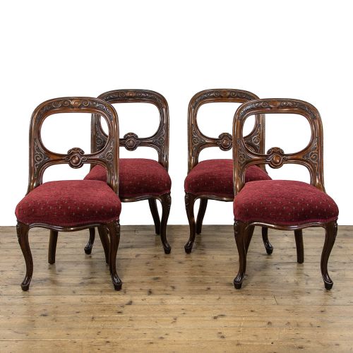 fig 1. Set of Four Victorian Antique Carved Walnut Dining Chairs