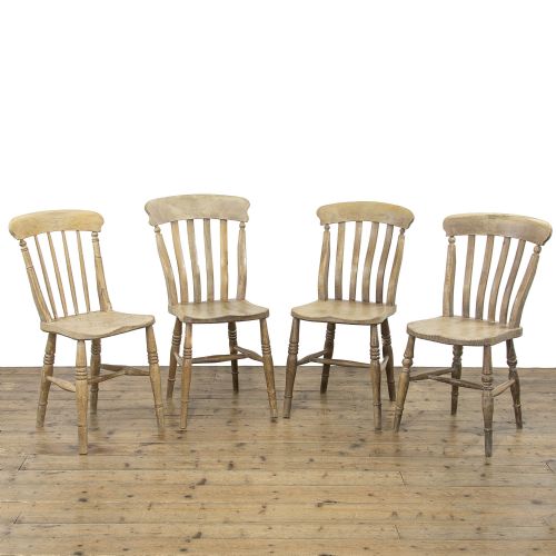 Set of Four Antique Pine Windsor Kitchen Chairs