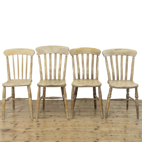 fig 1. Set of Four Antique Pine Windsor Kitchen Chairs