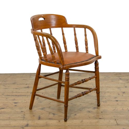 fig 2. Set of Six Antique Honey Oak Captain's Armchairs