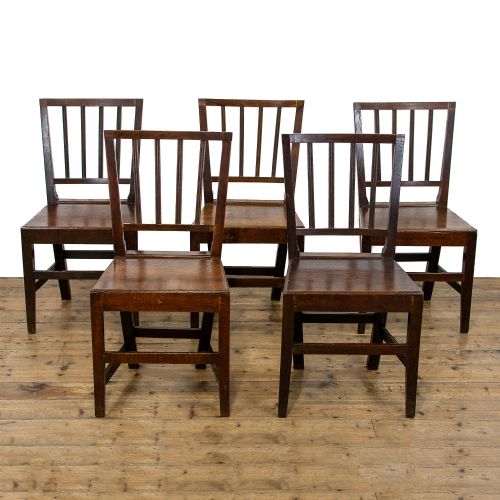 Set of Five Antique Welsh Oak Farmhouse Chairs