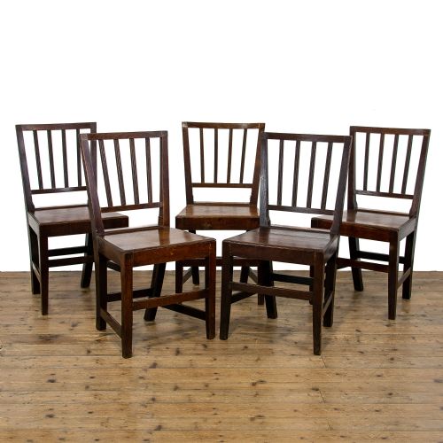 fig 1. Set of Five Antique Welsh Oak Farmhouse Chairs