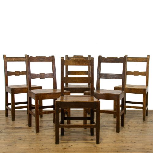 fig 1. Harlequin Set of Six Antique Welsh Oak Chairs