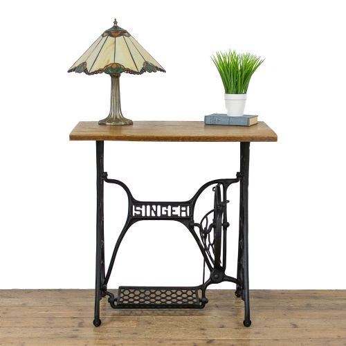 fig 1. Singer Sewing Machine Table with Oak Top
