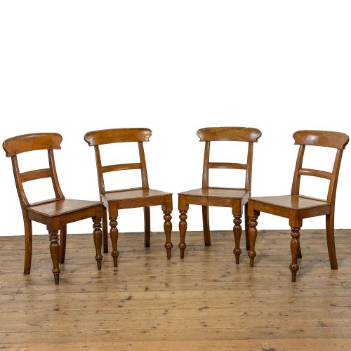 Harlequin Set of Four Antique Welsh Honey Oak Kitchen Chairs