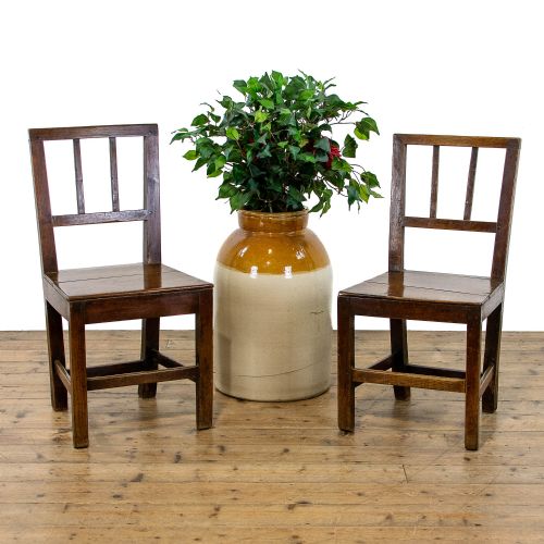 Pair of 19th Century Antique Welsh Oak Kitchen Chairs