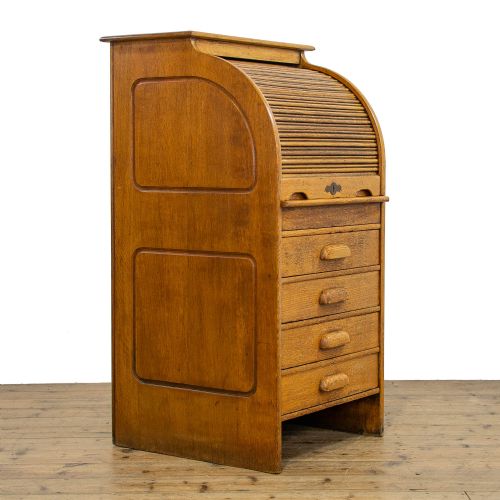 fig 1. Early 20th Century Golden Oak Roll Top Desk