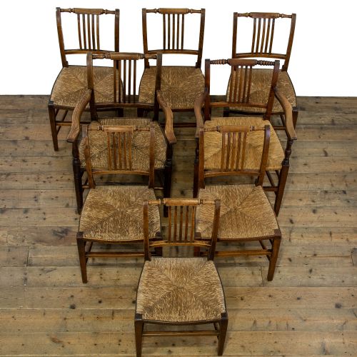 fig 1. Set of Eight Antique Dining Chairs with Rush Seats