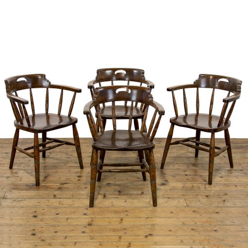 Set of Four Antique Captain's Armchairs