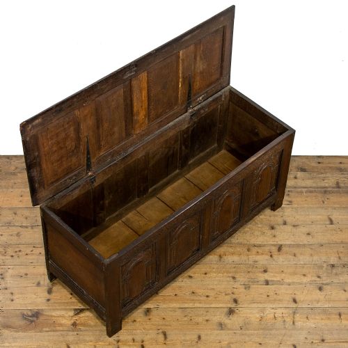 fig 2. 18th Century Antique Carved Oak Coffer