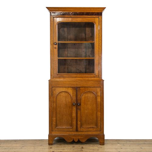 Victorian Antique Welsh Oak Glazed Display Cabinet