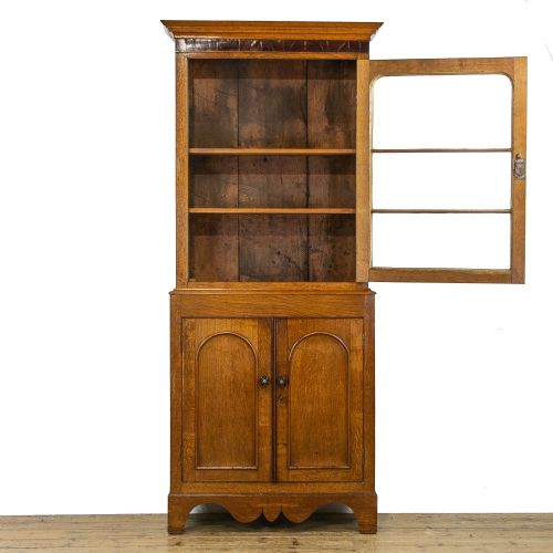 fig 1. Victorian Antique Welsh Oak Glazed Display Cabinet
