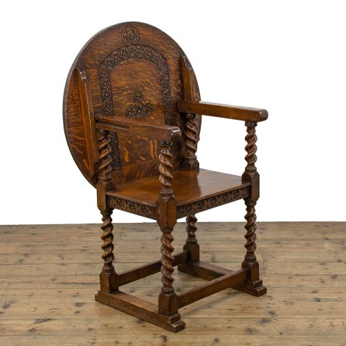 Early 20th Century Antique Carved Oak Monks Bench
