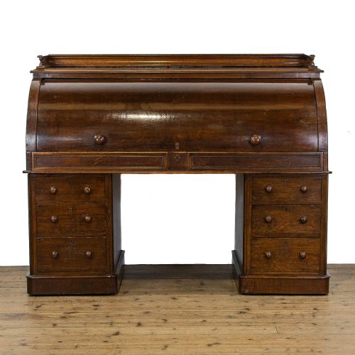 Victorian Antique Oak Cylinder Desk
