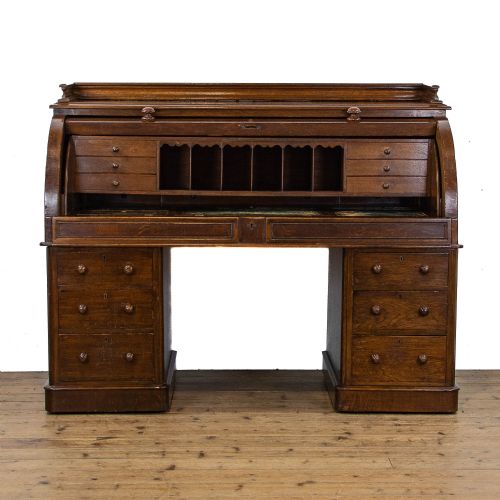 fig 1. Victorian Antique Oak Cylinder Desk