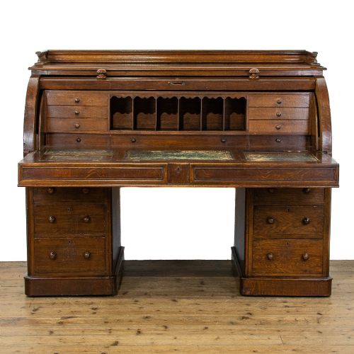 fig 2. Victorian Antique Oak Cylinder Desk