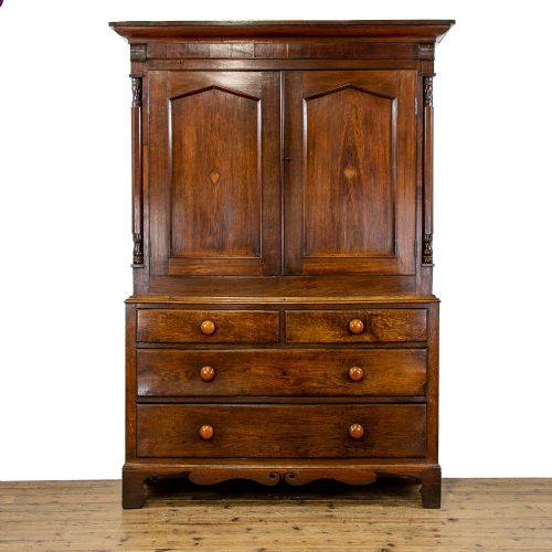 Antique Welsh Oak Linen Press Cupboard