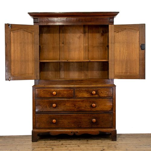 fig 1. Antique Welsh Oak Linen Press Cupboard