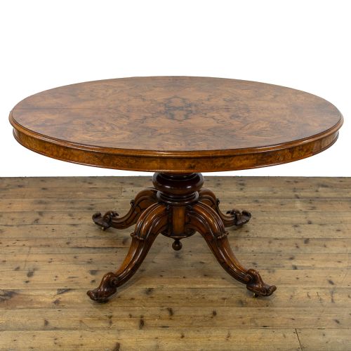 Antique Burr Walnut Oval Tilt Top Centre Table