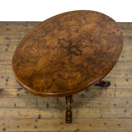 fig 1. Antique Burr Walnut Oval Tilt Top Centre Table