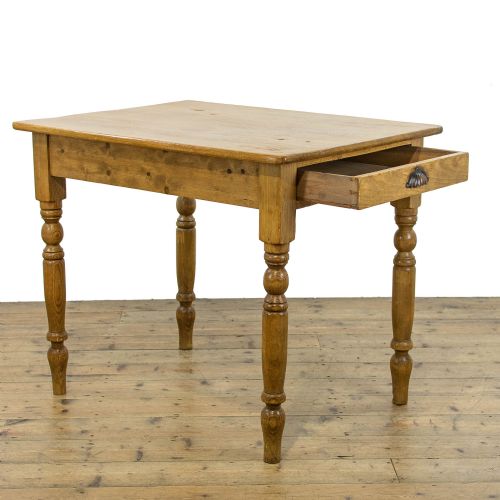 fig 2. Small Antique Pine Kitchen Table with Single Drawer