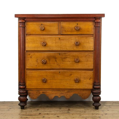 Victorian Antique Oak and Mahogany Chest of Drawers