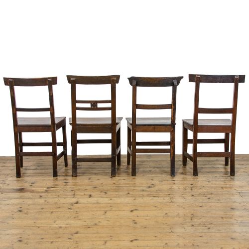 fig 2. Harlequin Set of Four Antique Welsh Oak Farmhouse Chairs