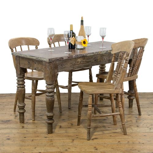 fig 1. Rustic Antique Farmhouse Kitchen Table