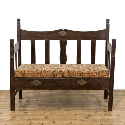 Antique Bench with Loose Tapestry Cushion