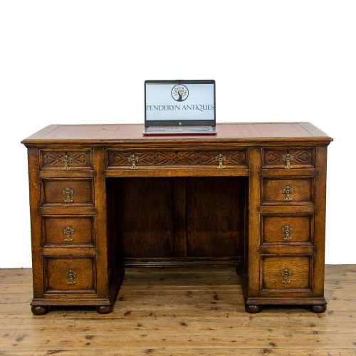 fig 2. Antique Oak Desk By ‘Hampton & Sons’