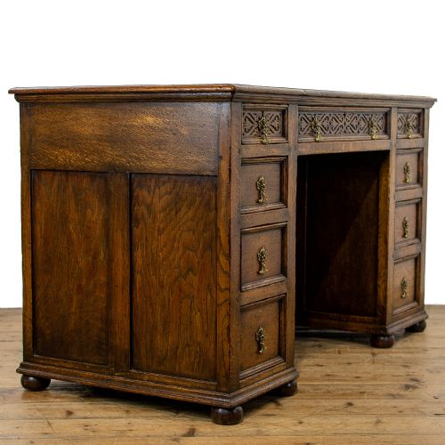 fig 1. Antique Oak Desk By ‘Hampton & Sons’