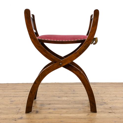 fig 2. Antique Mahogany X Frame Folding Campaign Stool