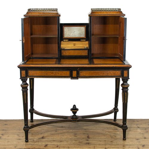 fig 2. Antique Ebonized Walnut and Amboyna Writing Desk