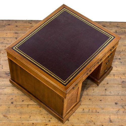 fig 1. Antique Oak Twin Pedestal Partners Desk