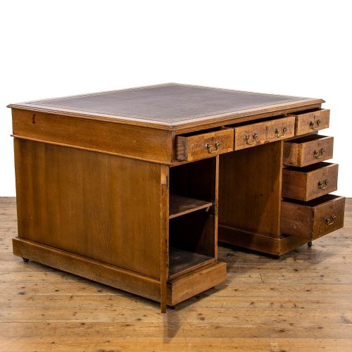 fig 2. Antique Oak Twin Pedestal Partners Desk