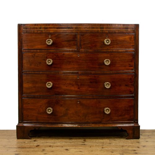 fig 1. Antique Bow Front Mahogany Chest of Drawers
