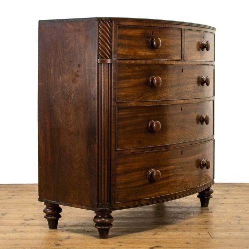 fig 1. Antique Mahogany Bow Fronted Chest of Drawers