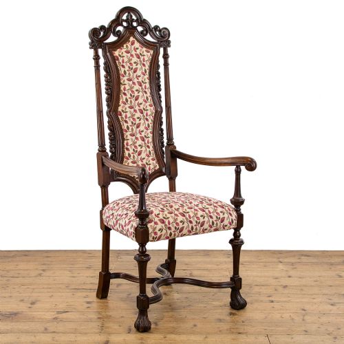 Antique Upholstered Throne Armchair