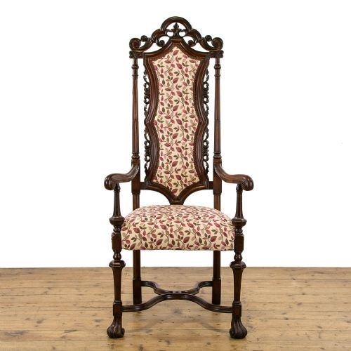 fig 1. Antique Upholstered Throne Armchair