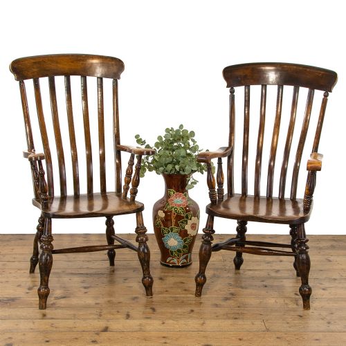 fig 1. Harlequin Pair of Antique Windsor Armchairs
