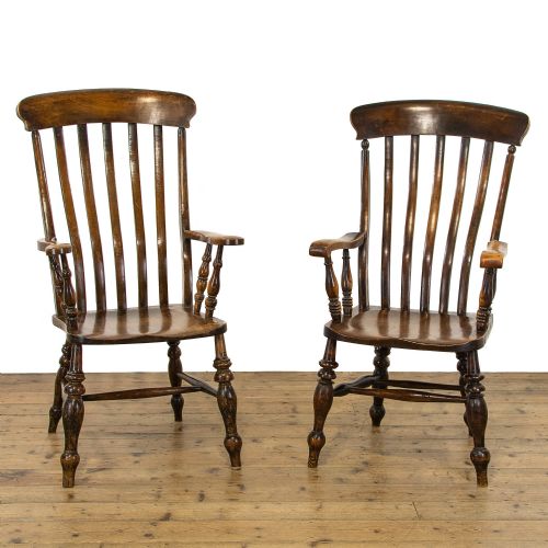 Harlequin Pair of Antique Windsor Armchairs