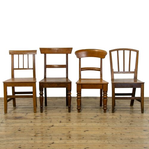 fig 1. Harlequin Set of Four Antique Oak Farmhouse Chairs