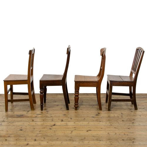 fig 2. Harlequin Set of Four Antique Oak Farmhouse Chairs