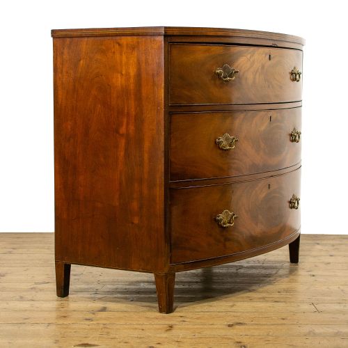 fig 1. Antique Mahogany Bow Front Chest of Drawers