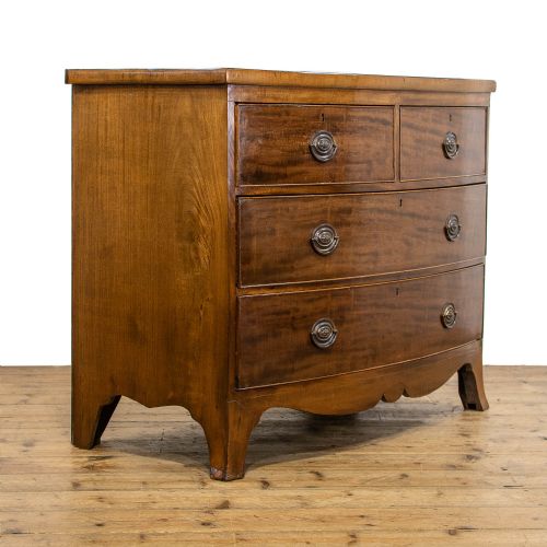 fig 1. Antique Mahogany Bow Front Chest of Drawers