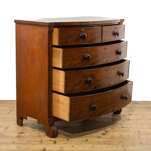 fig 1. Antique Mahogany Bow Fronted Chest of Drawers