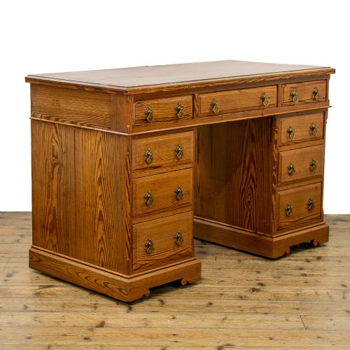 Antique Gothic Revival Pine Pedestal Desk
