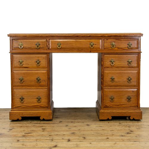 fig 1. Antique Gothic Revival Pine Pedestal Desk