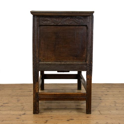 ANTIQUE CARVED OAK COFFER - ADDITIONAL PHOTO 2